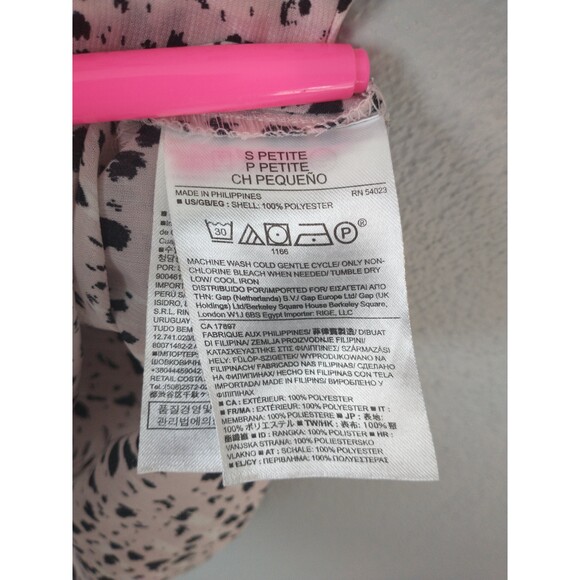 BananaRepublic BlushPink BlackLeopardPrint SleevelessButtonBlouse Women’sSPetite - Picture 7 of 7